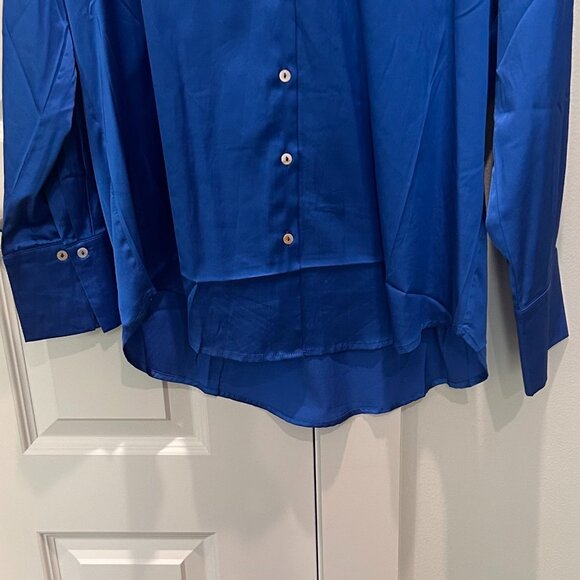 Gee Gee Royal Blue Button Down Blouse - Picture 4 of 8